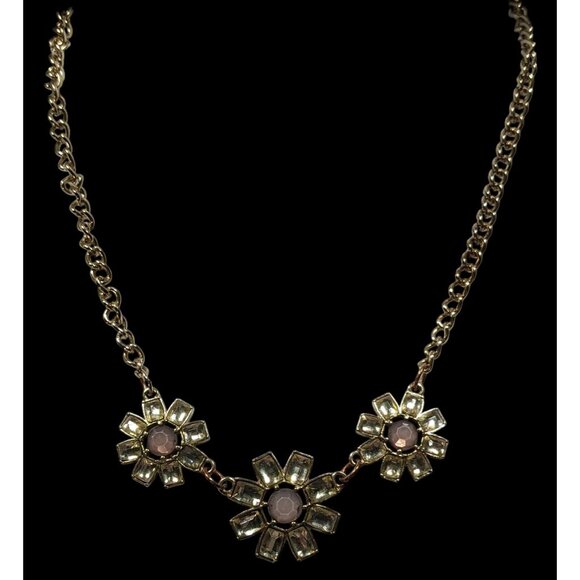 Retro Fairycore Gemmed Triple Flower Necklace - Picture 4 of 6